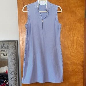 Fairway & Greene Blue and White Striped Sleeveless Golf Dress